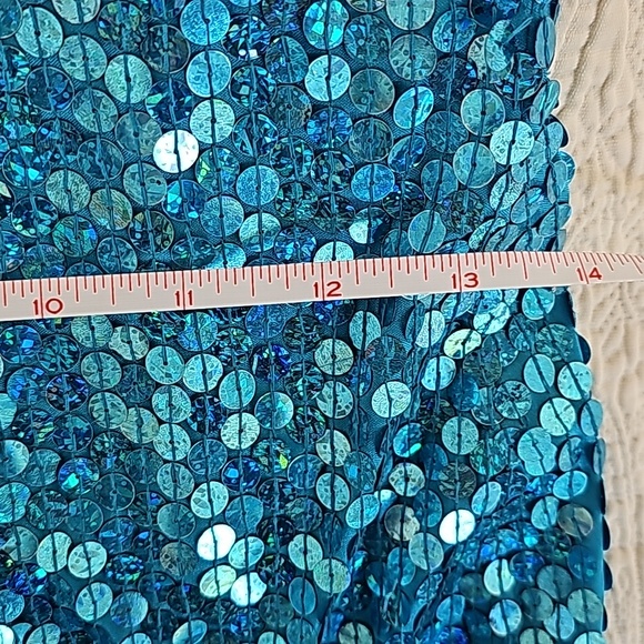Adrianna Papell evening  turquoise Blue Sequin Mini Dress size  8 - Picture 9 of 16